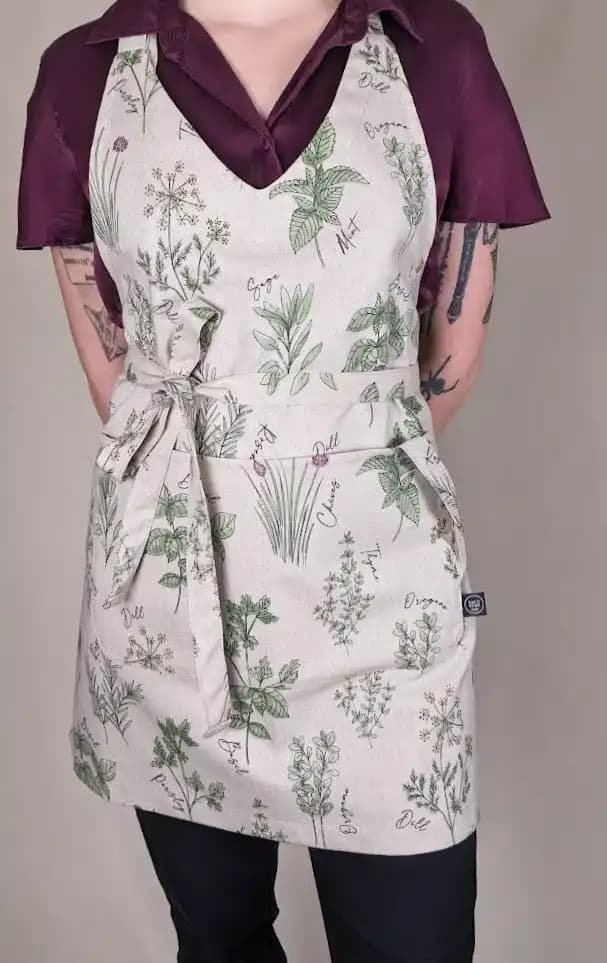 TABLIER LONG MOTIF FINES HERBES
